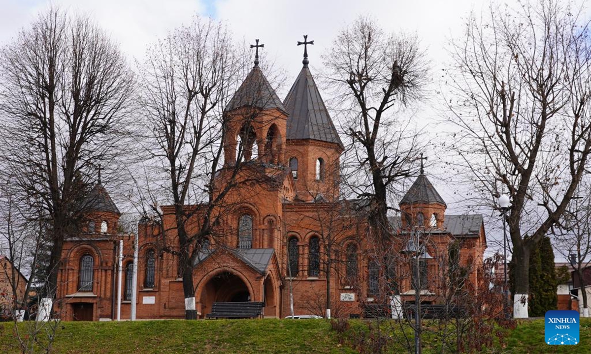 This photo shows the Armenian Church of Saint Gregory the Illuminator in Vladikavkaz, the capital city of Russia's North Ossetia-Alania Republic, Dec. 13, 2025. (Xinhua/Bao Nuomin)