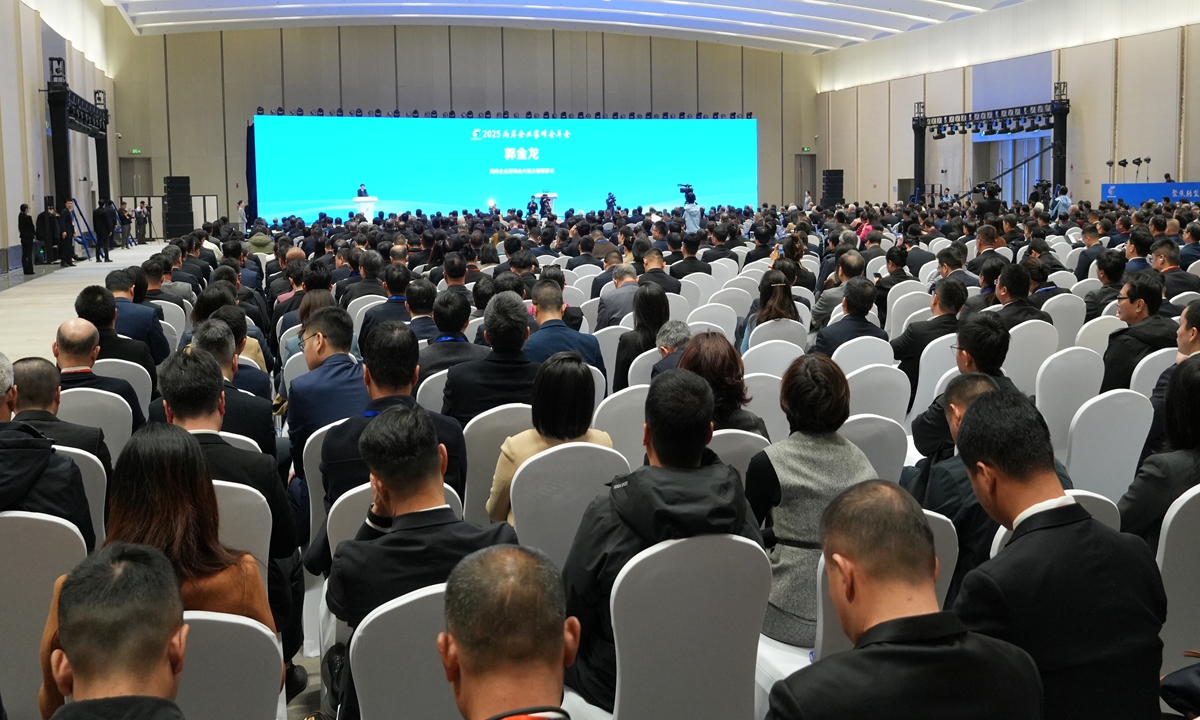 About 800 people from the Chinese mainland and Taiwan gathered in Nanjing, East China's Jiangsu Province, to discuss cross-Straits industrial transformation, innovation and cooperation on December 16, 2025. Photo: Chu Daye/GT