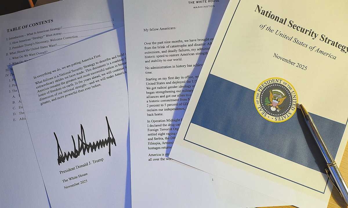 A view of the US administration's newly released National Security Strategy Photo: VCG
