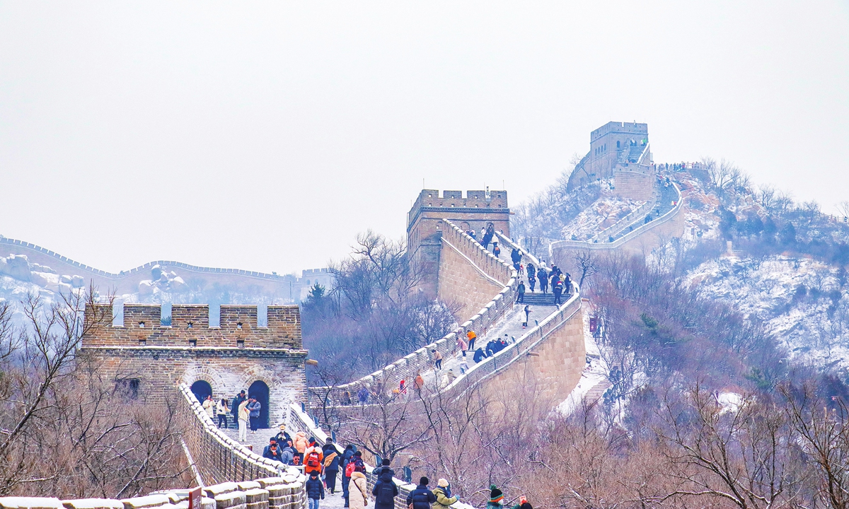 The Badaling section of the Great Wall in Beijing after snow Photos on this page: VCG 