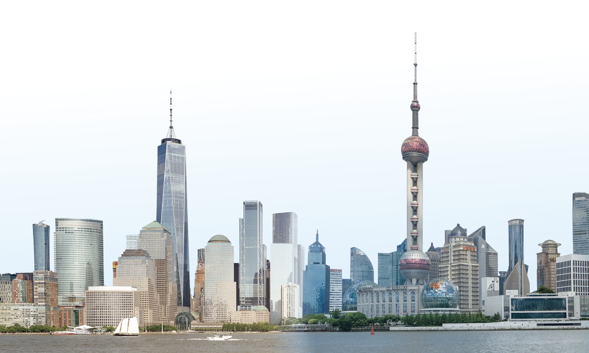 Views of New York (left), the US, and Shanghai, China. Photos: VCG