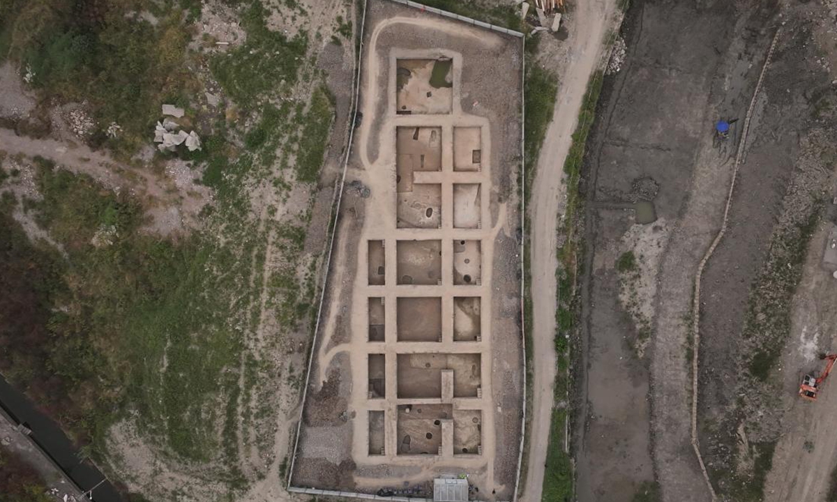 An aerial photo of the Zhouxi site in Cixi, East China's Zhejiang Province Photo: Courtesy of the Ningbo Municipal Institute of Cultural Heritage Management