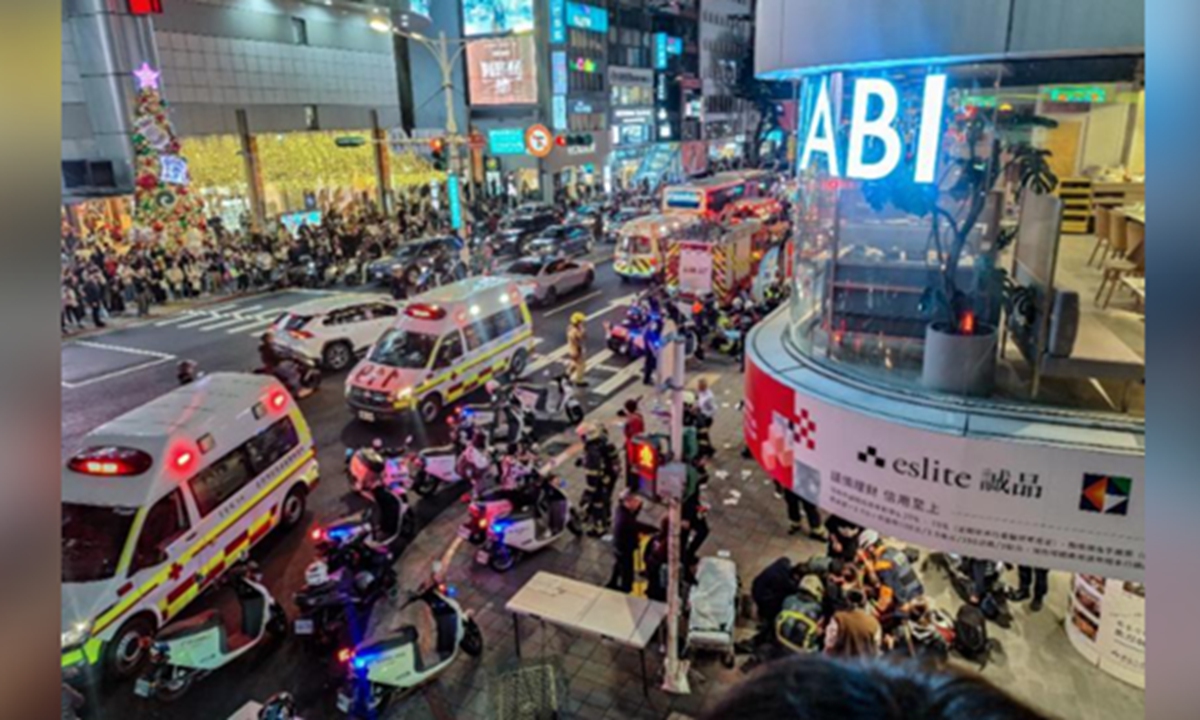 An attack incident occurs at Eslite Nanshi Store next to Zhongshan Metro Station in Taipei on December 19, 2025. Photo: Screenshot from media reports