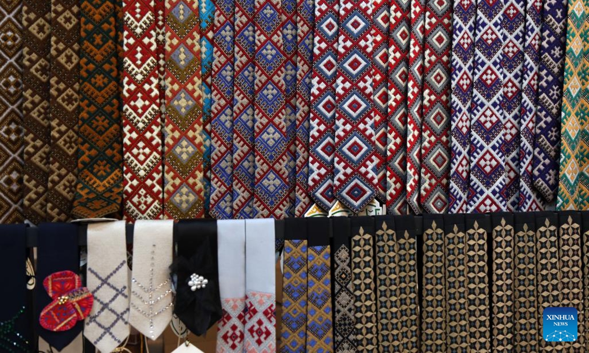 Traditional handicrafts are pictured at a shop in Zahedan, capital of Sistan and Baluchestan province, Iran, Dec. 18, 2025. Bordering Pakistan and Afghanistan, Sistan and Baluchestan province is located in southeastern Iran. (Xinhua/Shadati)