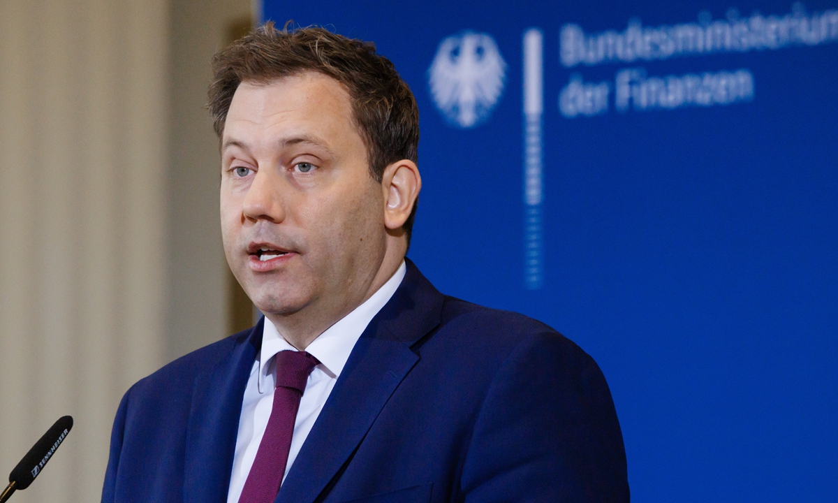 German Finance Minister Lars Klingbeil speaks during a press conference on the 169th tax estimate at the Finance Ministry in Berlin, Germany, 23 October 2025. Photo: VCG