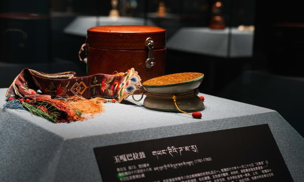 An exhibit is on display during an exhibition at Xizang Museum in Lhasa, southwest China's Xizang Autonomous Region, Oct. 30, 2025. (Xinhua/Zhou Jiayi)