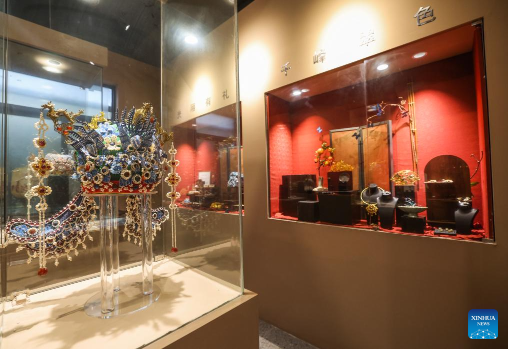 Exhibits are pictured at an intangible cultural heritage workshop in an art village in Kuangyan Town, Cixi City, east China's Zhejiang Province, Dec. 24, 2025. In recent years, Kuangyan Town has built an art village integrated with cultural tourism to develop local rural industries and promote rural revitalization. (Xinhua/Xu Yu)