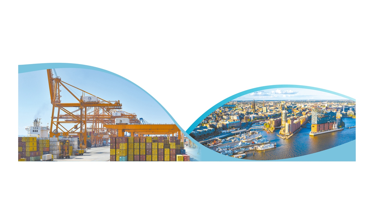 Views of the Port of Piraeus in Greece (left) and the Port of Hamburg in Germany Photos: VCG