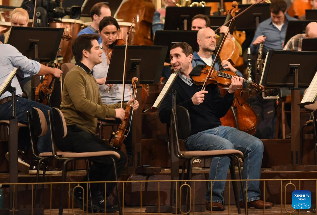 Members of the Vienna Philharmonic are seen at the rehearsal of the 2026 Vienna Philharmonic New Year's Concert in Vienna, Austria, Dec. 29, 2025. (Xinhua/He Canling)