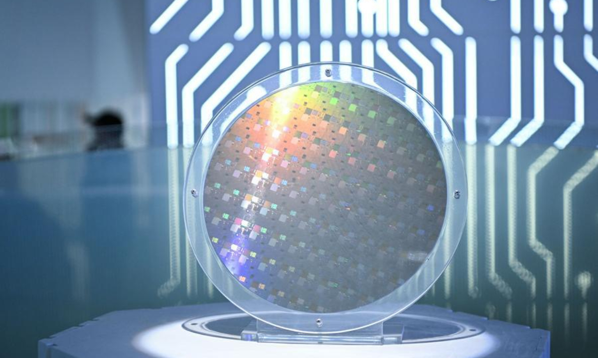 This photo shows a wafer at CanSemi Technology Inc. in Guangzhou, south China's Guangdong Province, March 20, 2025. (Xinhua/Deng Hua)