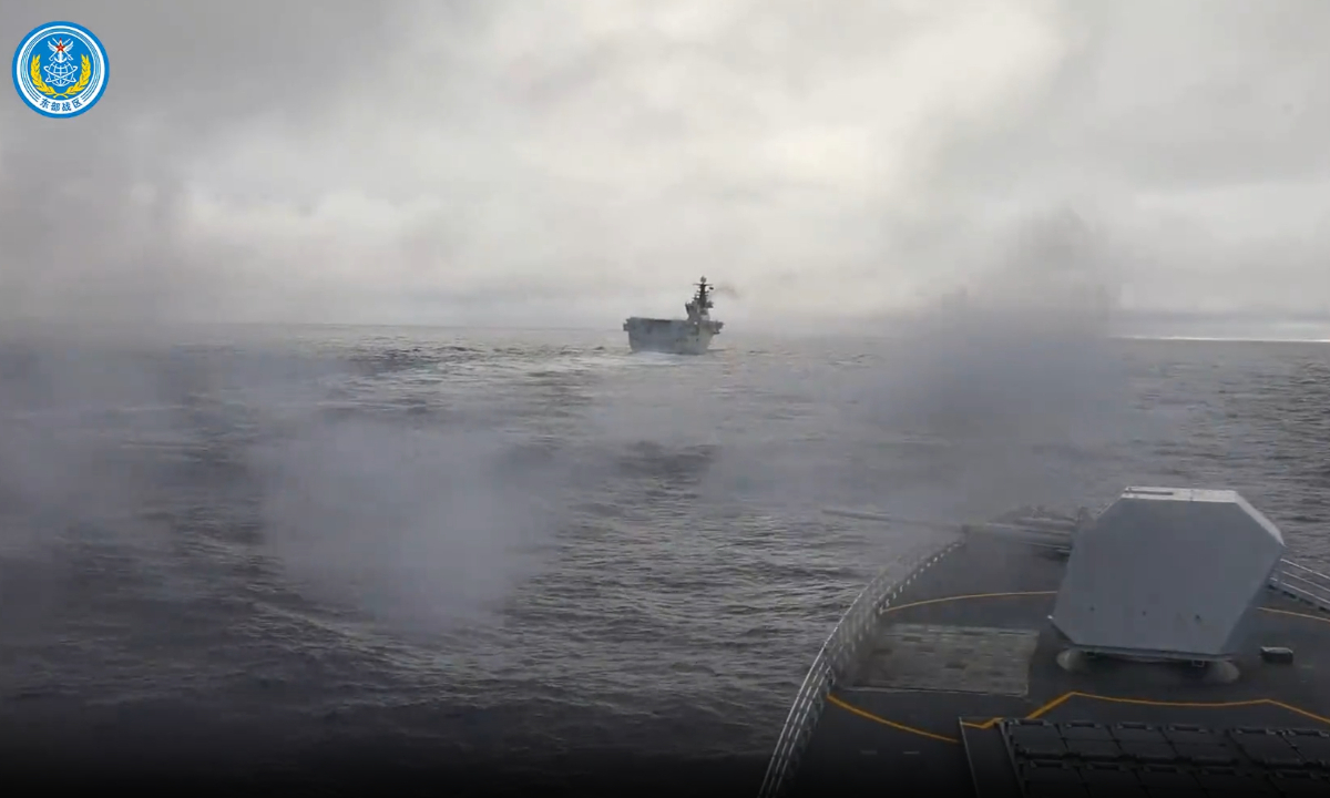 A Type 075 amphibious assault ship participates in the “Justice Mission 2025” joint military drills organized by the PLA Eastern Theater Command in waters to the southeast of the Taiwan island on December 29, 2025. Photo: Screenshot from the WeChat account of the PLA Eastern Theater Command