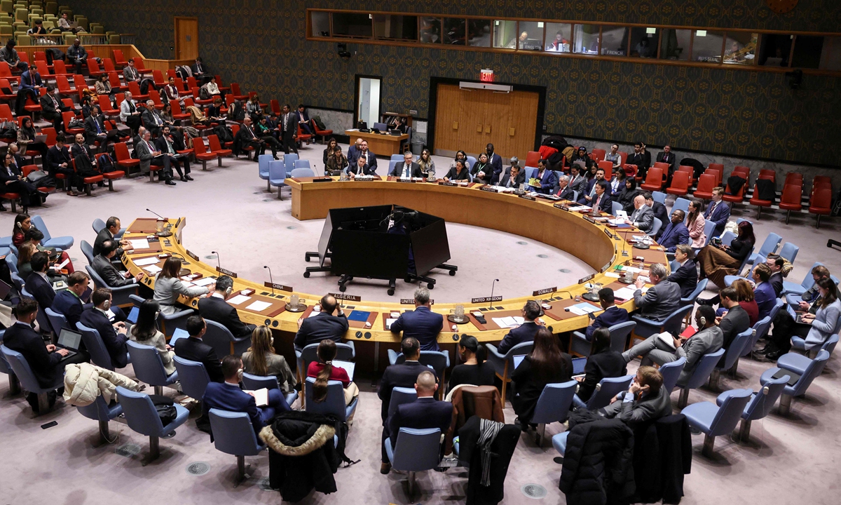 General view of a United Nations Security Council meeting on US military actions against Venezuela, at United Nations headquarters on December 23, 2025 in New York.?Photo: VCG