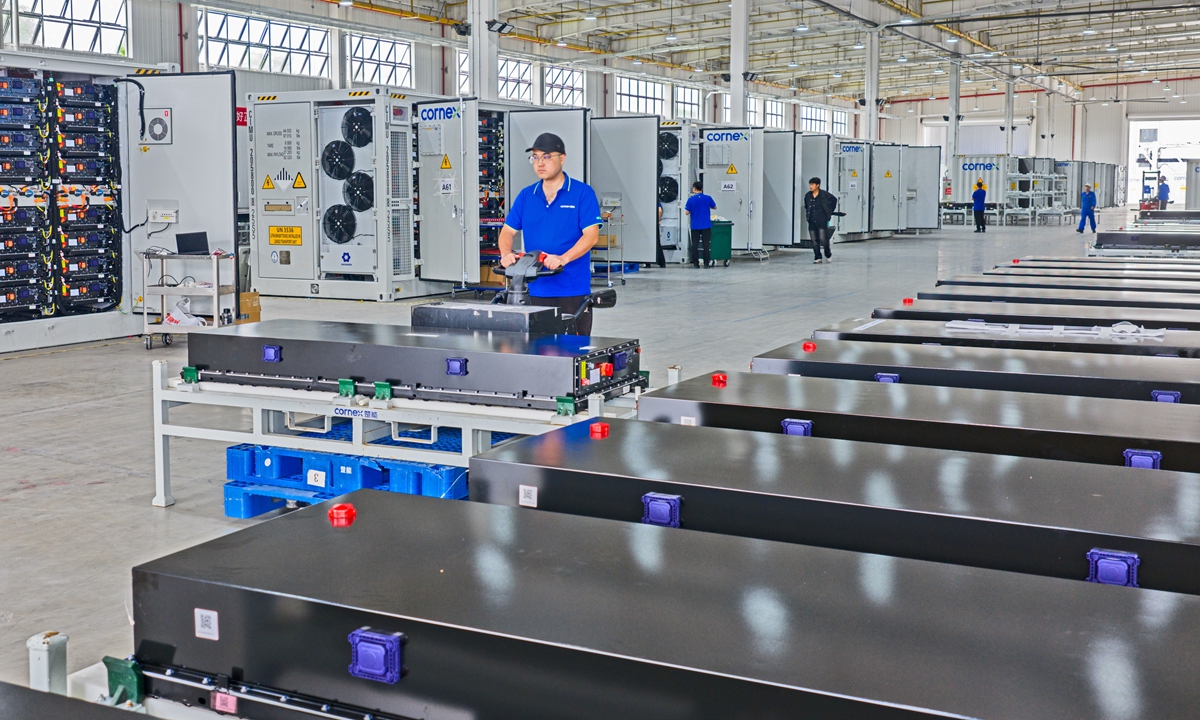 Workers inspect and test newly produced power batteries destined for export to Bulgaria inside a plant in Yichang, Central China's Hubei Province, on September 22, 2025. File photo: VCG