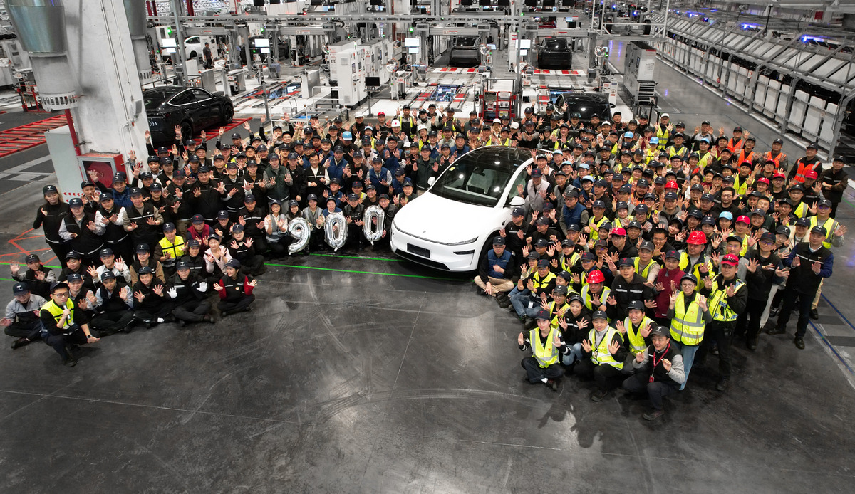 This photo shows the production ceremony for its 9 millionth vehicle at US carmaker Tesla's Gigafactory in Shanghai, on December 30, 2025. Photo: Courtesy of Tesla