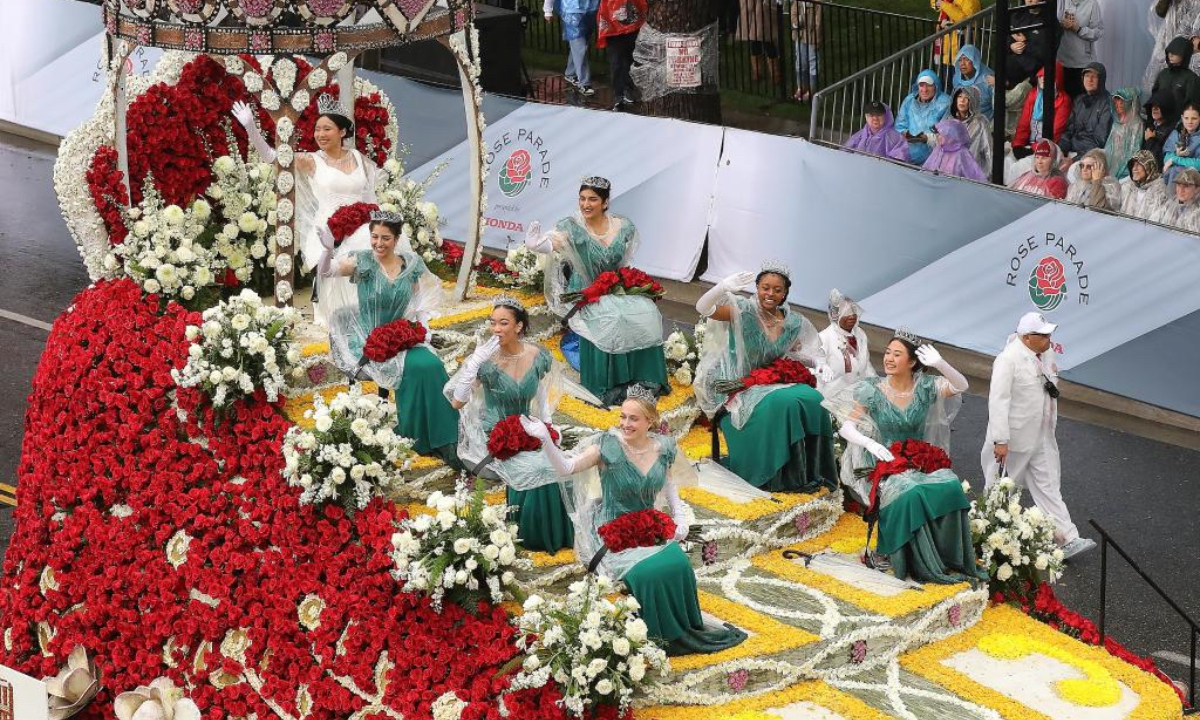 A float moves during the 137th Rose Parade in Pasadena, California, the United States, on Jan. 1, 2026. The 137th Rose Parade kicked off Thursday morning in Pasadena, known as the 