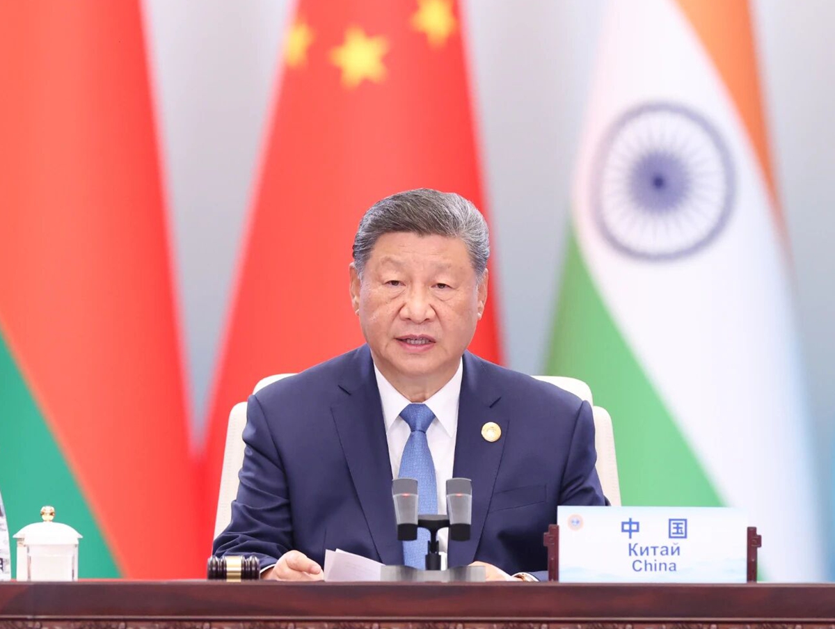 Chinese President Xi Jinping chairs the Shanghai Cooperation Organization (SCO) Plus Meeting and delivers a speech titled Pooling the Strength of the Shanghai Cooperation Organization To Improve Global Governance in Tianjin, north China, Sept. 1, 2025. Photo: Xinhua