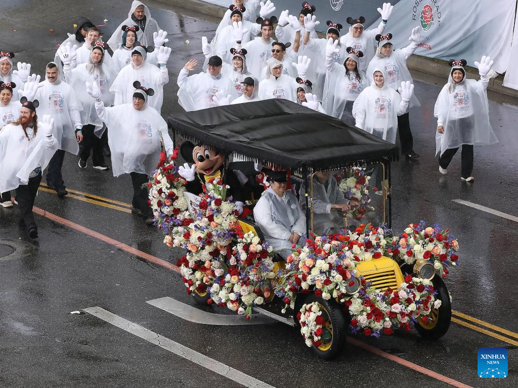 Disney characters move during the 137th Rose Parade in Pasadena, California, the United States, on Jan. 1, 2026. The 137th Rose Parade kicked off Thursday morning in Pasadena, known as the 
