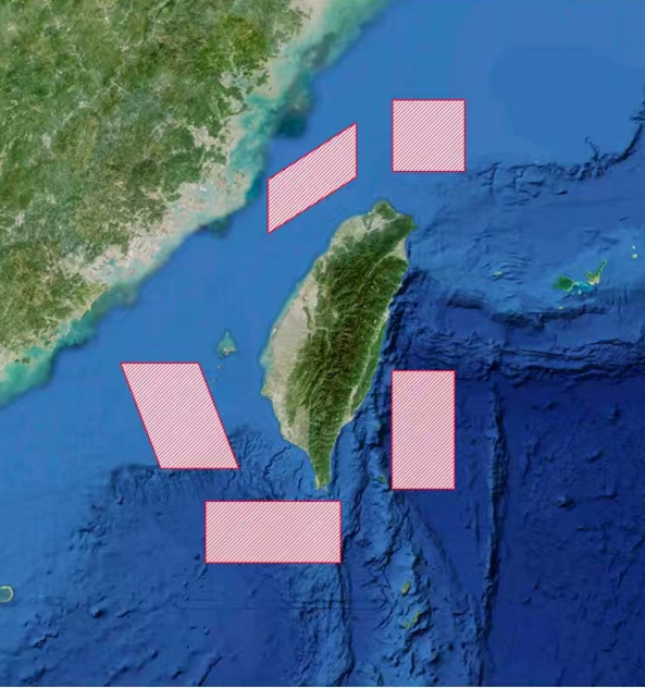 This photo shows a sketch map released by the Eastern Theater Command of the Chinese People's Liberation Army (PLA) to indicate the areas involved in joint exercises conducted around Taiwan Island. Photo: the PLA Eastern Theater Command