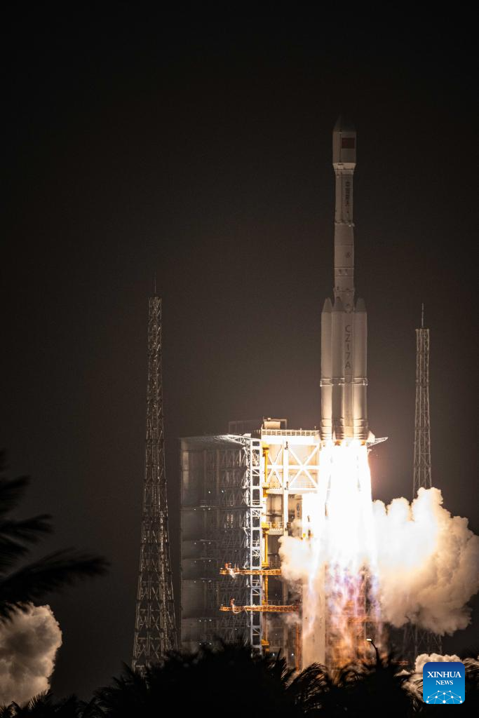 A Long March-7A carrier rocket carrying the Shijian-29A and Shijian-29B satellites blasts off from the Wenchang Space Launch Site in south China's Hainan Province, Dec. 31, 2025. Launched at 6:40 a.m. (Beijing Time), the satellites have entered the preset orbit successfully. (Xinhua/Pu Xiaoxu)
