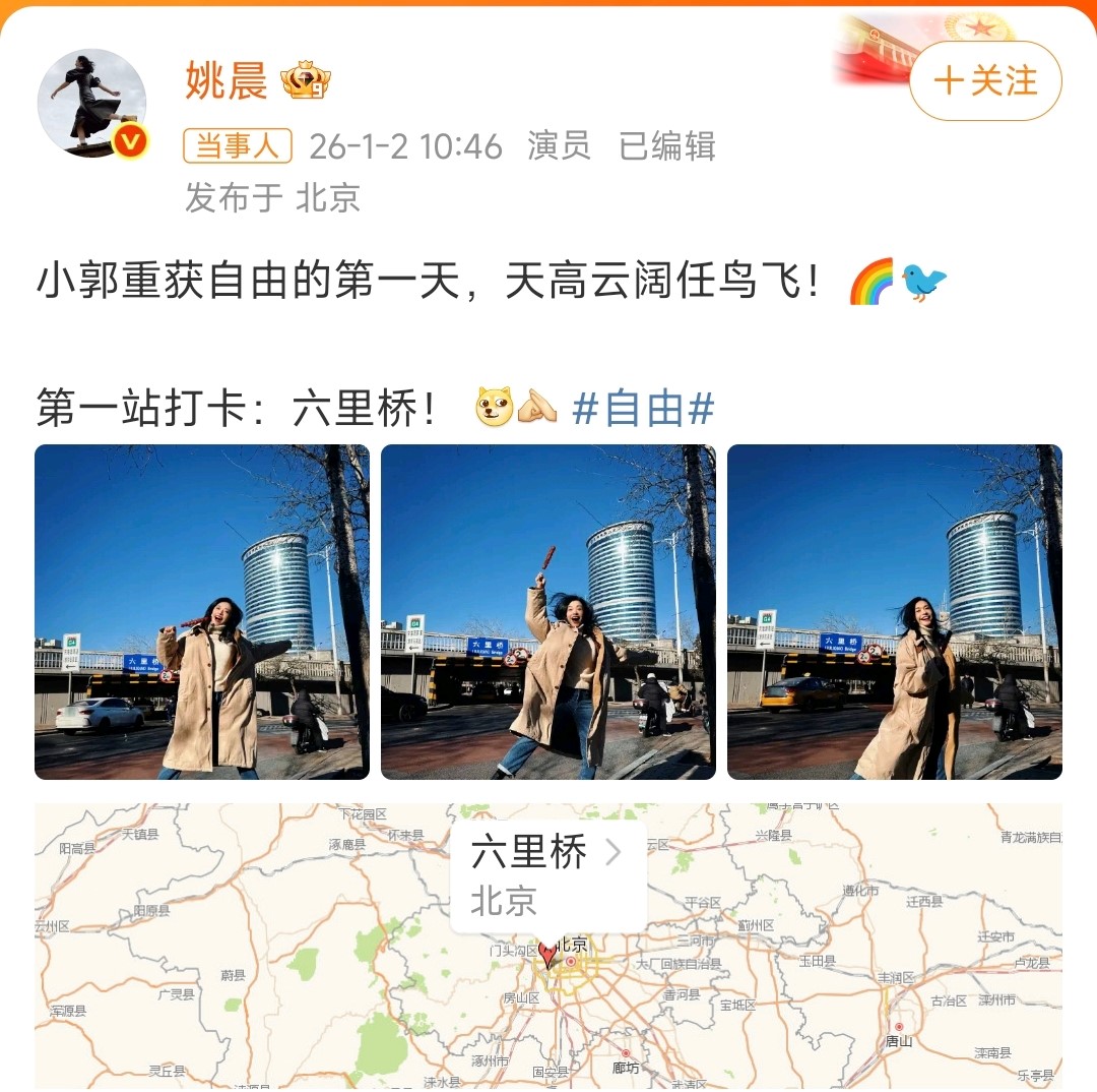 Photo: Snapshot of Yao Chen’s Sina Weibo account