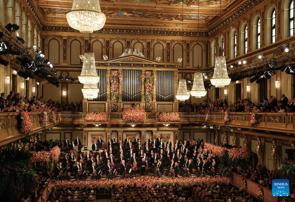 The Vienna Philharmonic Orchestra performs under the baton of conductor Yannick Nezet-Seguin during the 2026 Vienna Philharmonic New Year's Concert in Vienna, Austria, Jan. 1, 2026. (Dieter Nagl/The Vienna Philharmonic Orchestra/Handout via Xinhua)