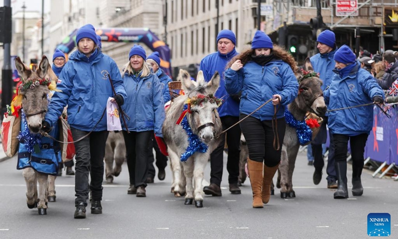 People take part in the annual New Year's Day Parade in London, Britain, Jan. 1, 2026. (Xinhua)