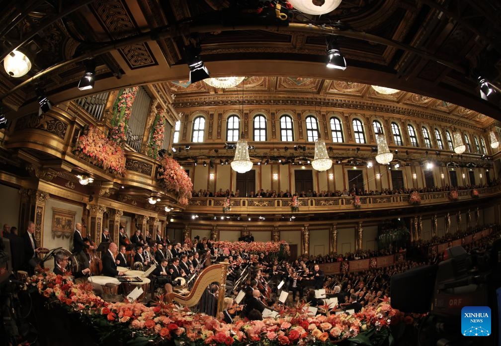The Vienna Philharmonic Orchestra performs under the baton of conductor Yannick Nezet-Seguin during the 2026 Vienna Philharmonic New Year's Concert in Vienna, Austria, Jan. 1, 2026. (Dieter Nagl/The Vienna Philharmonic Orchestra/Handout via Xinhua)