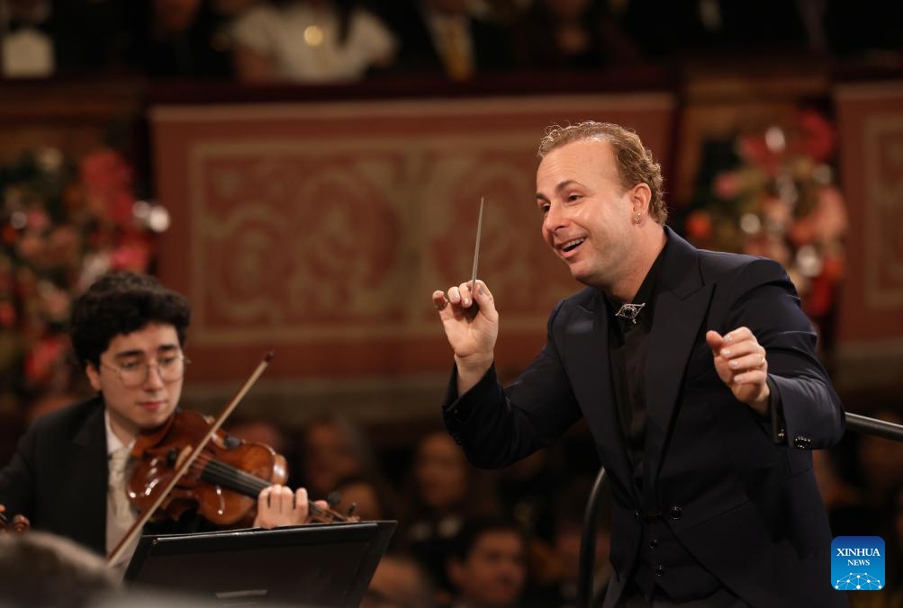 Conductor Yannick Nezet-Seguin is pictured during the 2026 Vienna Philharmonic New Year's Concert in Vienna, Austria, Jan. 1, 2026. (Dieter Nagl/The Vienna Philharmonic Orchestra/Handout via Xinhua)