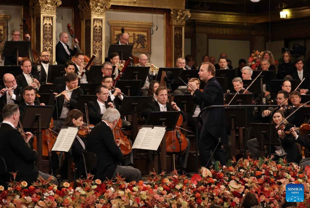 The Vienna Philharmonic Orchestra performs under the baton of conductor Yannick Nezet-Seguin during the 2026 Vienna Philharmonic New Year's Concert in Vienna, Austria, Jan. 1, 2026. (Dieter Nagl/The Vienna Philharmonic Orchestra/Handout via Xinhua)