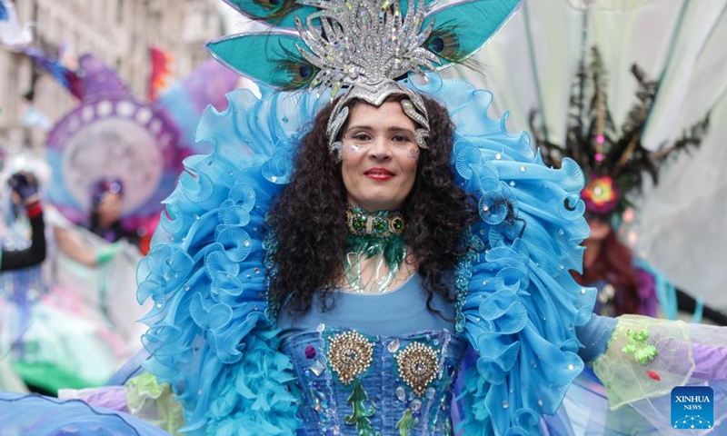A performer takes part in the annual New Year's Day Parade in London, Britain, Jan. 1, 2026. (Xinhua)