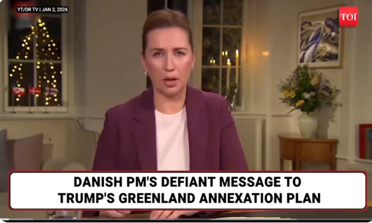 Photo: Screenshot of Danish Prime Minister Mette Frederiksen delivering defiant message to Trump's Greenland annexation plan on X