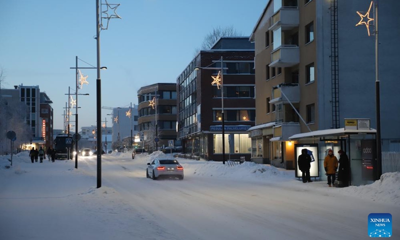 This photo taken on Jan. 3, 2026 shows a street view of Rovaniemi, Finland. Rovaniemi, a city located on the Arctic Circle, is renowned worldwide for aurora watching, winter sports, and reindeer sleigh rides. It is also well known internationally as the home of Santa Claus, attracting large numbers of visitors from around the globe. (Photo: Xinhua)