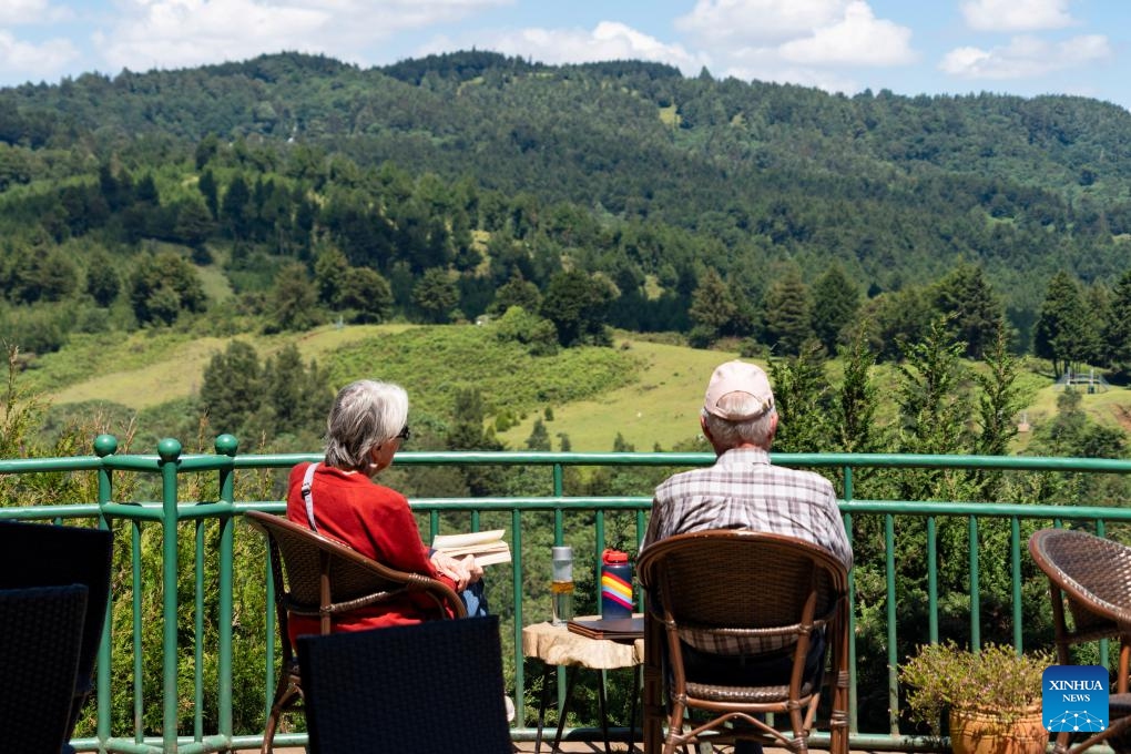 People enjoy the natural scenery at a restaurant in a forest in Kiambu County, Kenya, Jan. 3, 2026. (Photo: Xinhua)