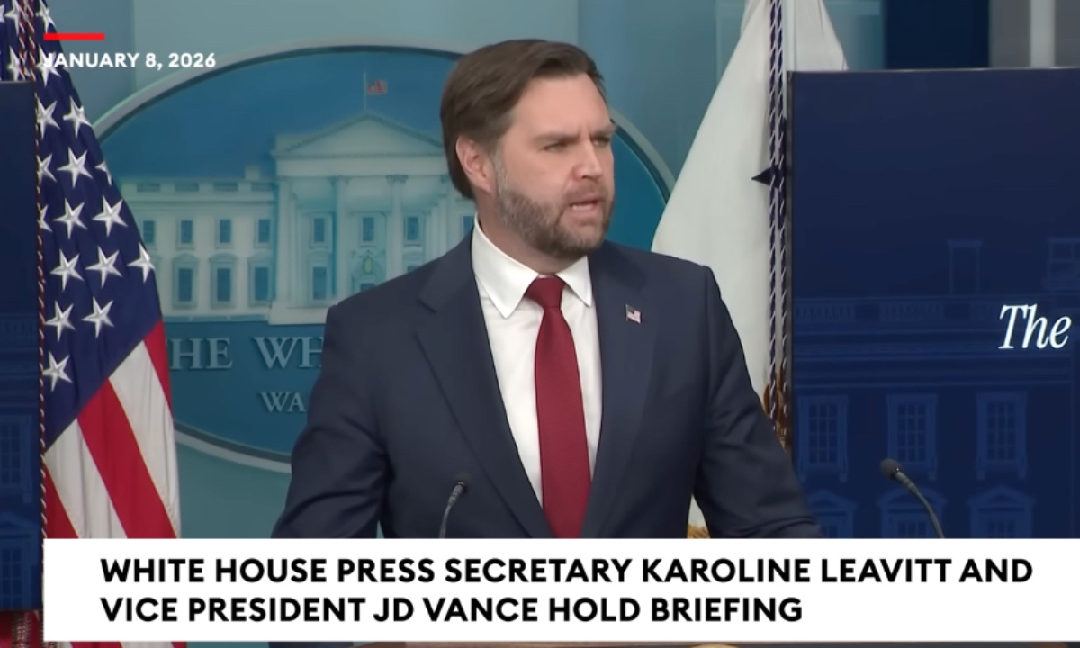 US Vice President JD Vance lashed out at the news media during a White House press briefing on January 10, 2026 over its coverage of a ICE killing incident in Minneapolis. Photo: Screenshot of a Fox News video 