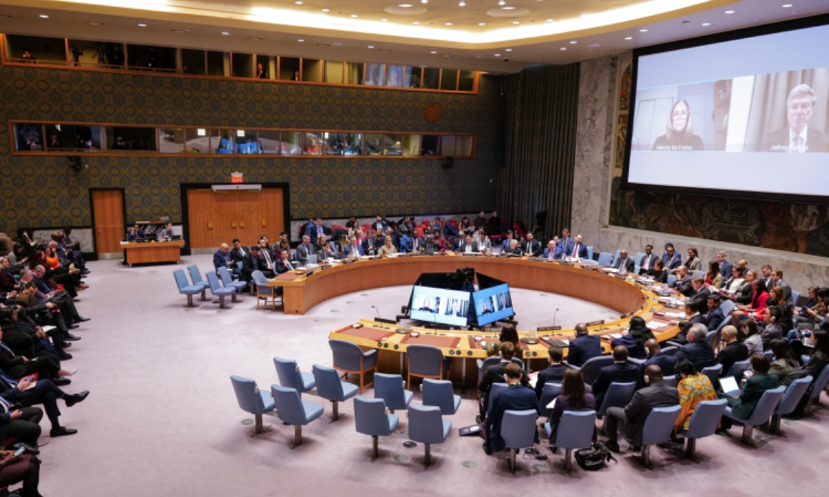 Diplomats and foreign representatives gather for a Security Council meeting at the United Nations (UN) concerning the situation in Venezuela on January 05, 2026 in New York City. Photo: VCG