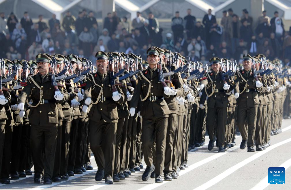 Iraqi soldiers take part in a military parade to celebrate the Iraqi Army Day in Baghdad, Iraq, on Jan. 6, 2026. (Xinhua/Khalil Dawood)