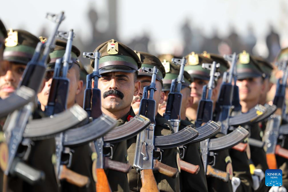 Iraqi soldiers take part in a military parade to celebrate the Iraqi Army Day in Baghdad, Iraq, on Jan. 6, 2026. (Xinhua/Khalil Dawood)