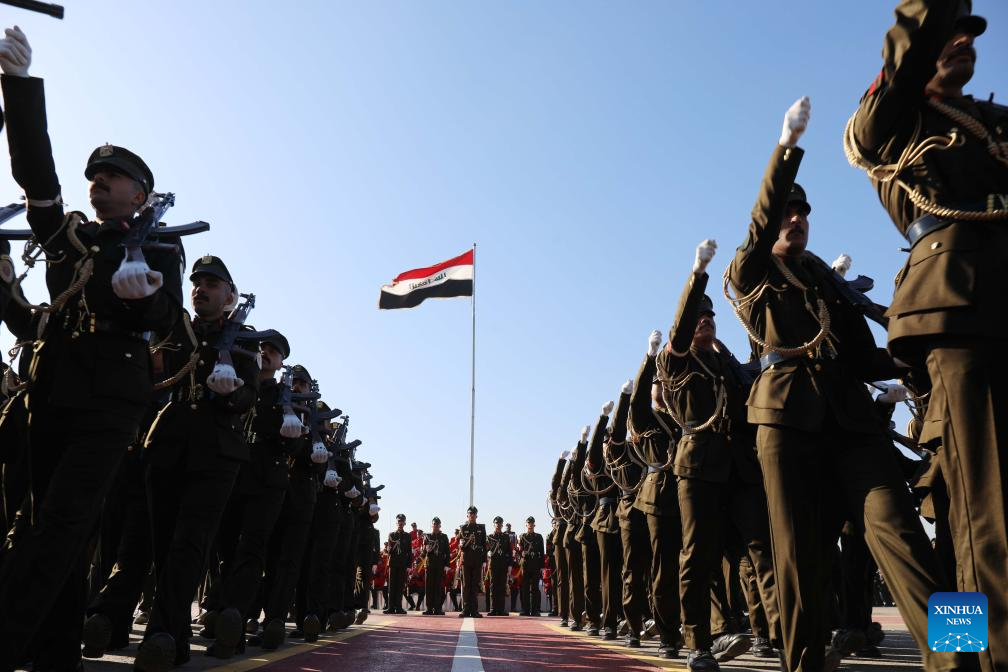 Iraqi soldiers take part in a military parade to celebrate the Iraqi Army Day in Baghdad, Iraq, on Jan. 6, 2026. (Xinhua/Khalil Dawood)