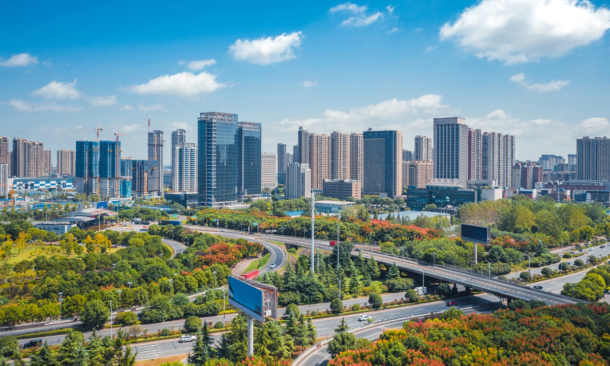 An aerial view of Shabei New District in Jingzhou, Central China's Hubei Province. File photo: VCG