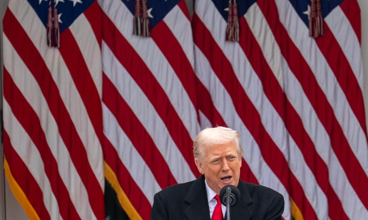 U.S. President Donald Trump speaks during the National Thanksgiving Turkey Pardoning Ceremony at the White House in Washington, D.C., the United States, Nov. 25, 2025. (Xinhua/Hu Yousong)