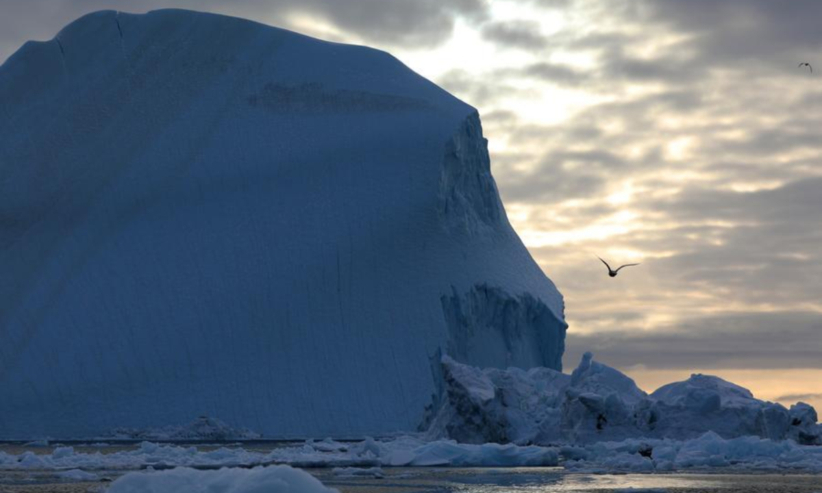An iceberg is seen at the Disko Bay close to Ilulissat, Greenland, an autonomous territory of Denmark, March 22, 2025. (Xinhua/Zhao Dingzhe)