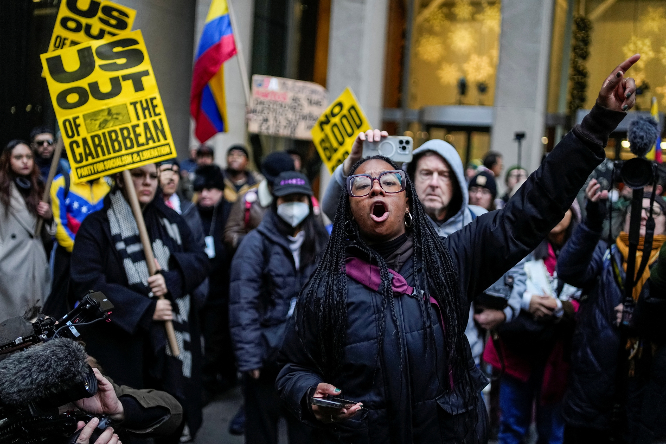 Protesters gather for a 