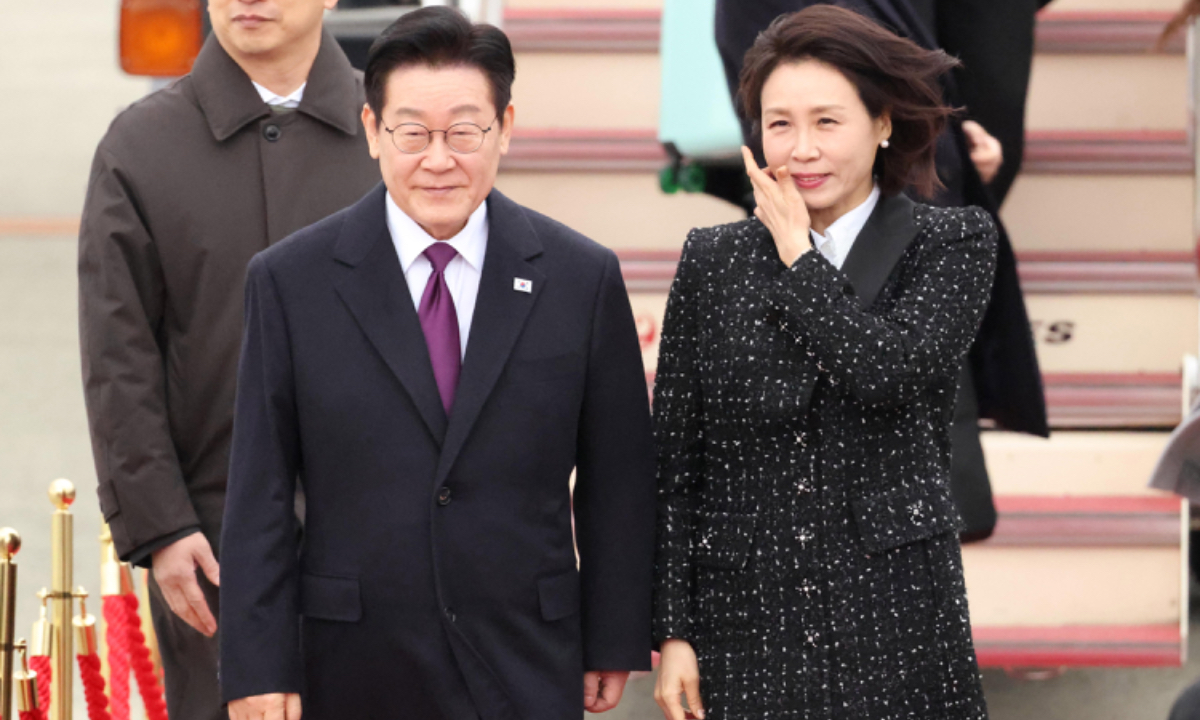 South Korean President Lee Jae-myung arrives at Kansai International Airport in Osaka Prefecture, Japan, on January 13, 2026. Lee will visit the Japanese Prime Minister Sanae Takaichi's hometown in Nara Prefecture for a two-day visit to meet Takaichi. Photo: VCG