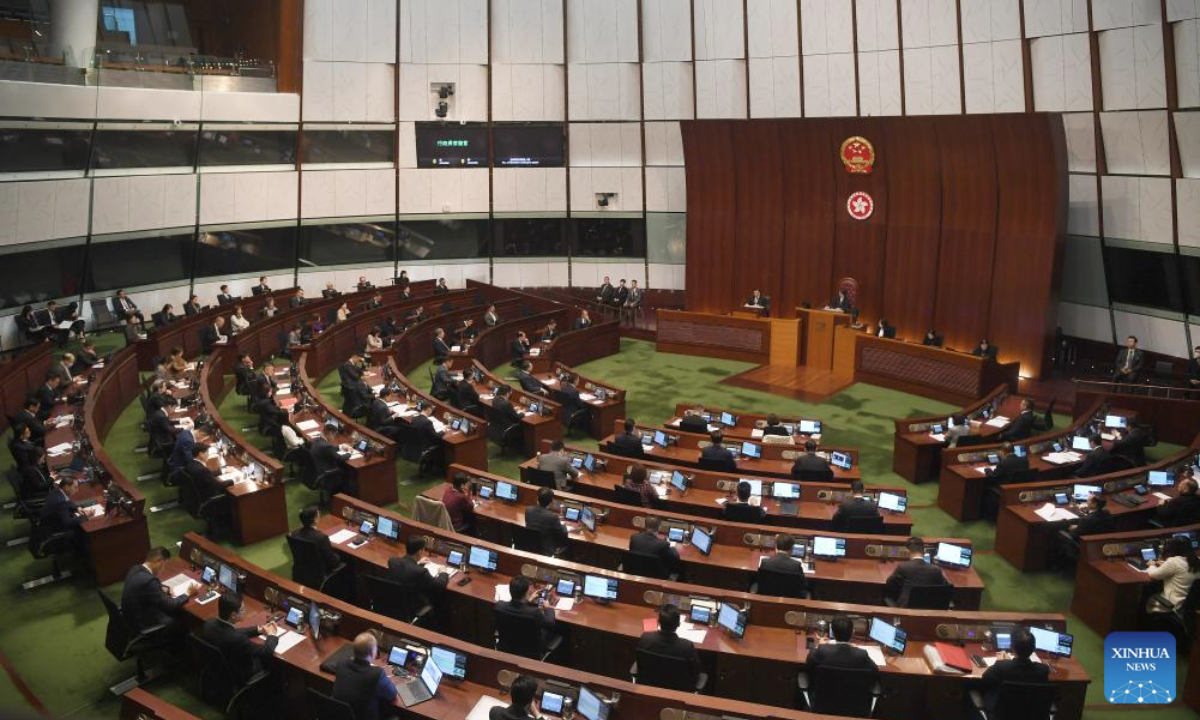 This photo shows a scene at the first meeting of the eighth-term Legislative Council in Hong Kong, south China, Jan. 14, 2026. (Xinhua/Chen Duo)