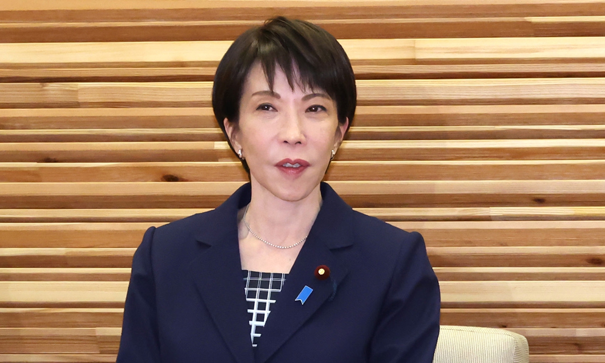 Japanese Prime Minister Sanae Takaichi attends the cabinet meeting at the Prime Minister's Office in Tokyo, Japan, on January 9, 2026. Photo: VCG
