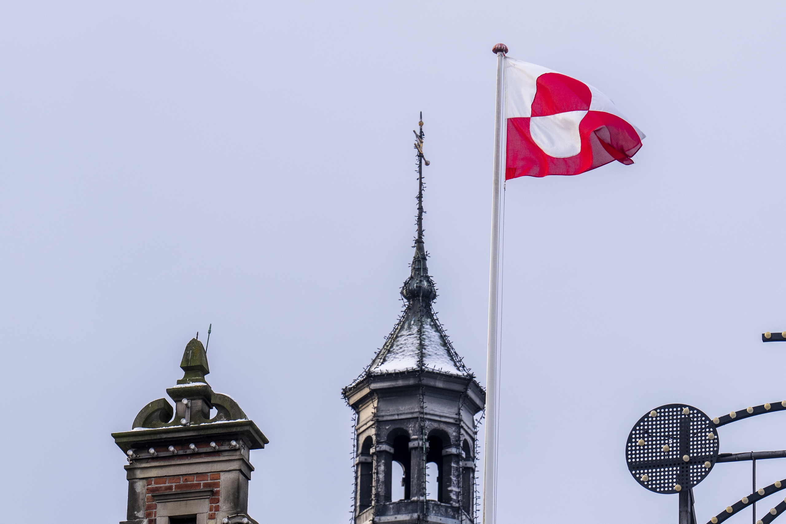 The Greenland flag is raised in a park in Copenhagen, Denmark, on January 8, 2026. Photo: IC