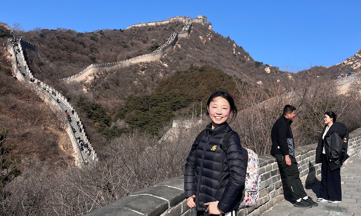 Chen Xinyan stands at the Badaling section of the Great Wall in Beijing, November 29, 2025. Photo: Courtesy of Chen Xinyan