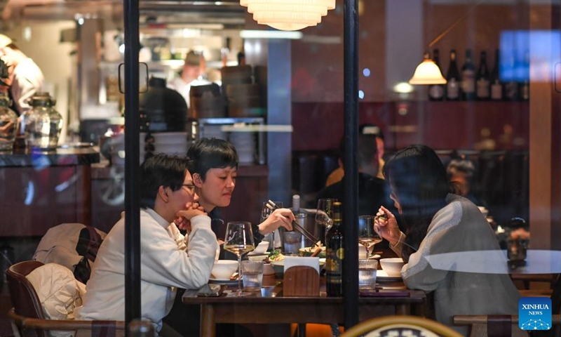 People dine at a restaurant at a commercial complex in Guiyang, southwest China's Guizhou Province, Jan. 8, 2026. The city of Guiyang has been committed to the update and renovation of old commercial blocks, streets and factory areas. The renewed streets, such as Taiping, Minsheng, and Qingyun Roads have become vibrant spaces for relaxation and spending, driving urban consumption vitality and enhancing the city's youthful appeal. Photo: Xinhua