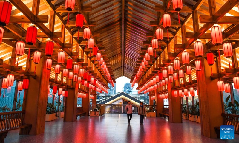People visit the Xinyin 1950 Discovery commercial complex in Guiyang, southwest China's Guizhou Province, Jan. 6, 2026. The city of Guiyang has been committed to the update and renovation of old commercial blocks, streets and factory areas. The renewed streets, such as Taiping, Minsheng, and Qingyun Roads have become vibrant spaces for relaxation and spending, driving urban consumption vitality and enhancing the city's youthful appeal. Photo: Xinhua