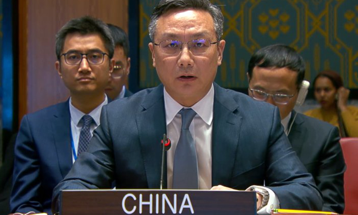 The Chinese Ambassador Sun Lei speaks at a UN Security Council Briefing on January 12, 2026 Photo: UN News Website